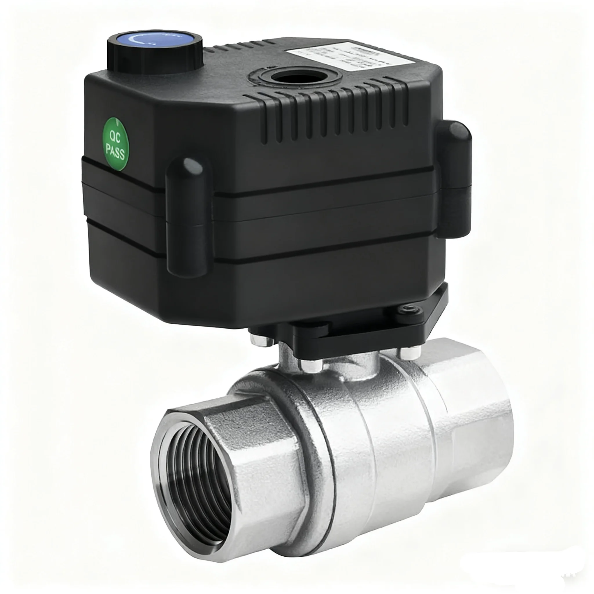 วาล์วน้ำบอลไฟฟ้าควบคุมอัตโนมัติแบบมินิ 2 ทาง พร้อมเกลียว DN32 12V สำหรับบ้านอัจฉริยะ