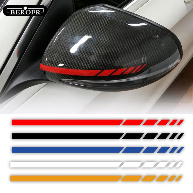 2 Sets 4PCS Car Stripe Stickers, Black/Silver 20*0.7cm Vinyl Decals for Truck Rearview Mirror & Vehicle Body Accessories