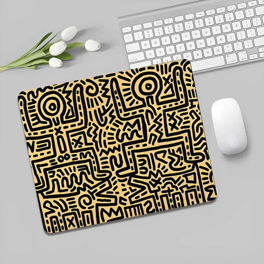 Keith-Haring-Works-Colorful-Print DIY Office Student Gaming Thickened Large Writing Pad Non-slip Cushion Mouse Pad