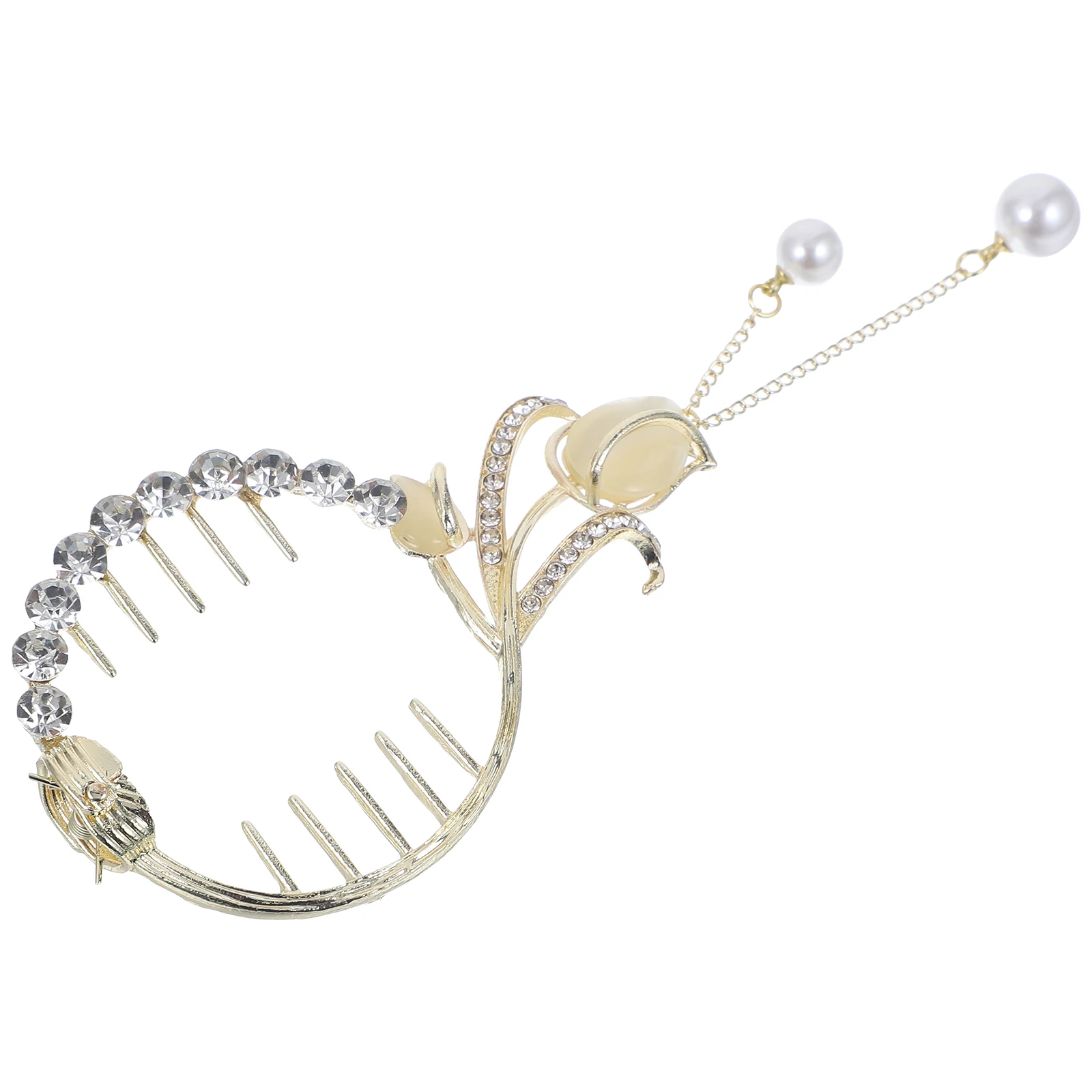

Rhinestone Pearl Hair Clip High Ponytail Holder Claw Medium Flower Accessories Women Thin Thick Hair Jaw Clips Decorative Tulip