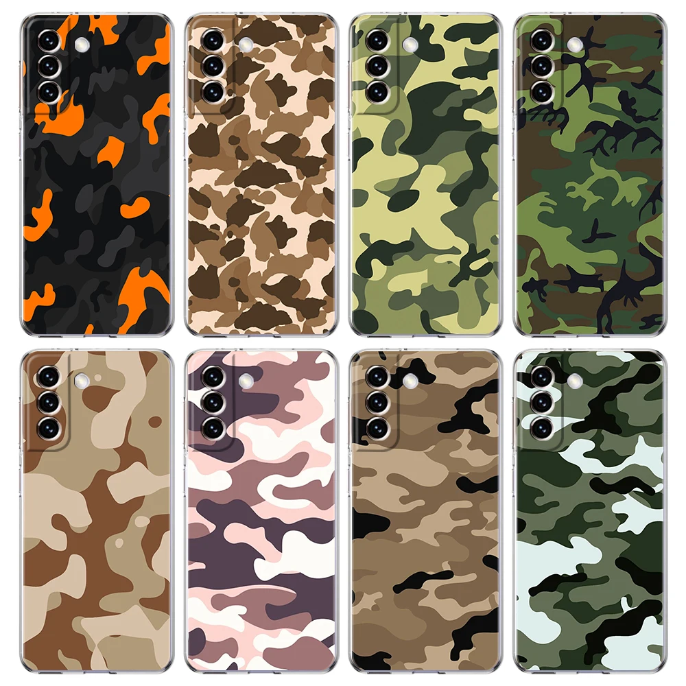Phone Case For Samsung Galaxy S26 S25 S24 Plus S23 FE S22 S21 S20 Ultra 5G S10 Soft Clear Cover Camouflage Camo Military Army