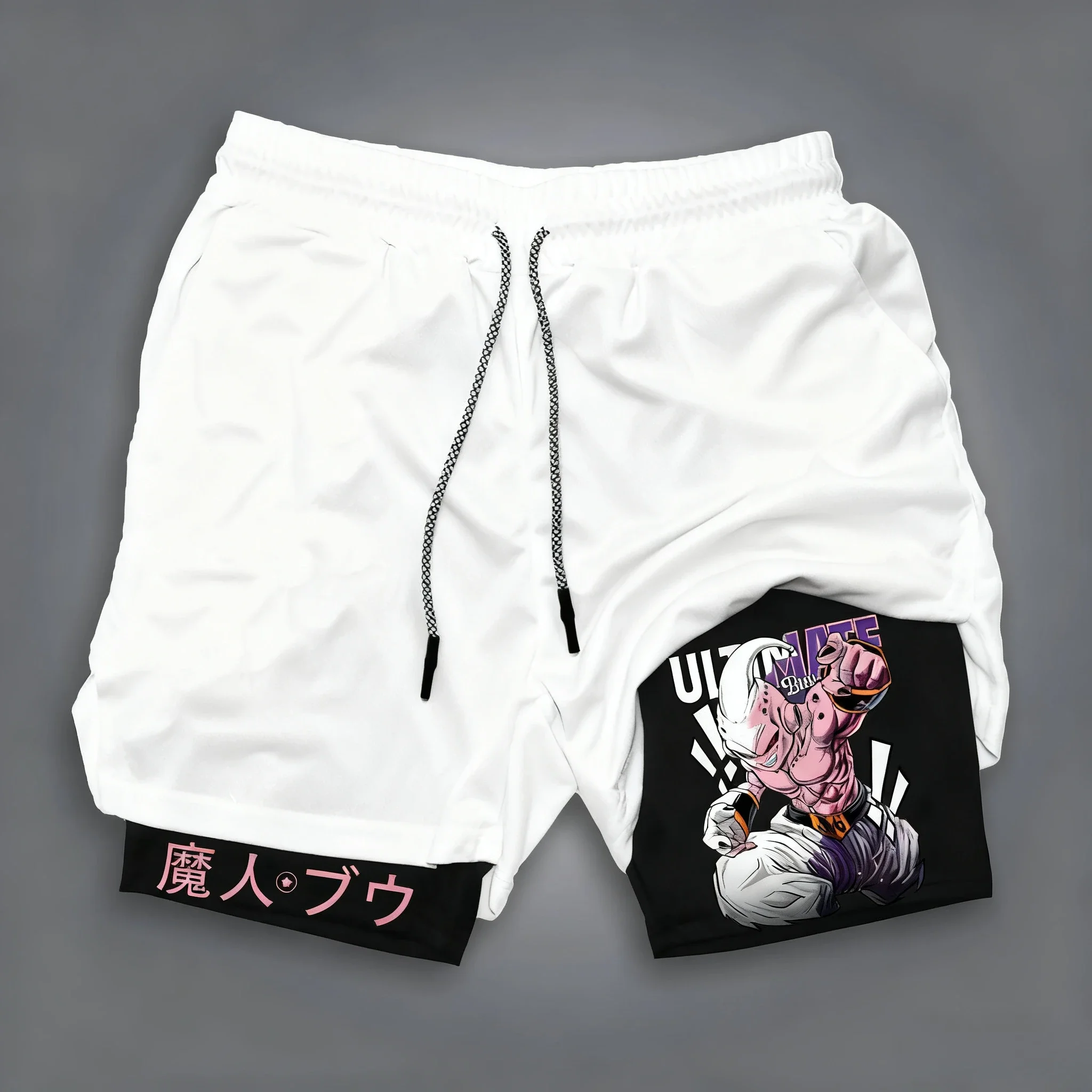 2026 لعبة دراغون بول أنيمي سوبر سايان 4 طبقة مزدوجة السراويل الصيف الرجال Y2K اللياقة البدنية التدريب السباحة 2 في 1 السراويل الرياضية