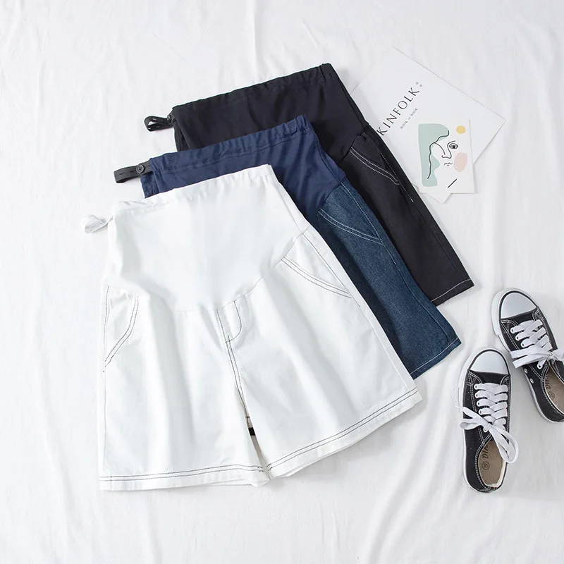 New Style Maternity Shorts Denim Belly Support Pants Fashionable Outer Wear for Pregnant Women Comfortable Tights & Hosiery