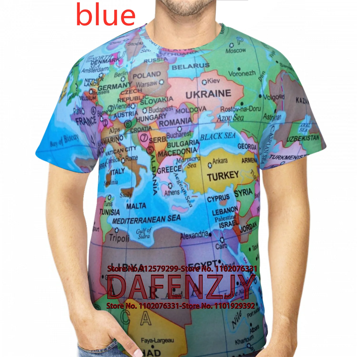 Men/women Map of Europe 3D Printed T-shirt Casual Short Sleeve Personality T-shirts