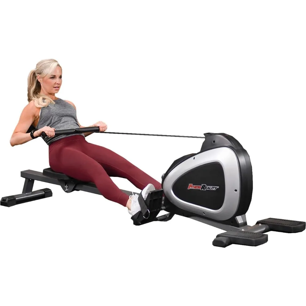 Magnetic Rowing Machine with Bluetooth Workout Tracking Built-In, Additional Full Body Extended Exercises,