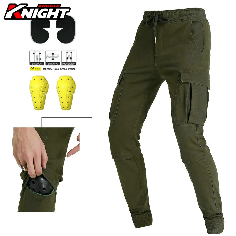 

Motorcycle Pants Tear Resistant Moto Protection Green Motocross Pants with CE Protective Gear Men Overalls Cargo Pants Men