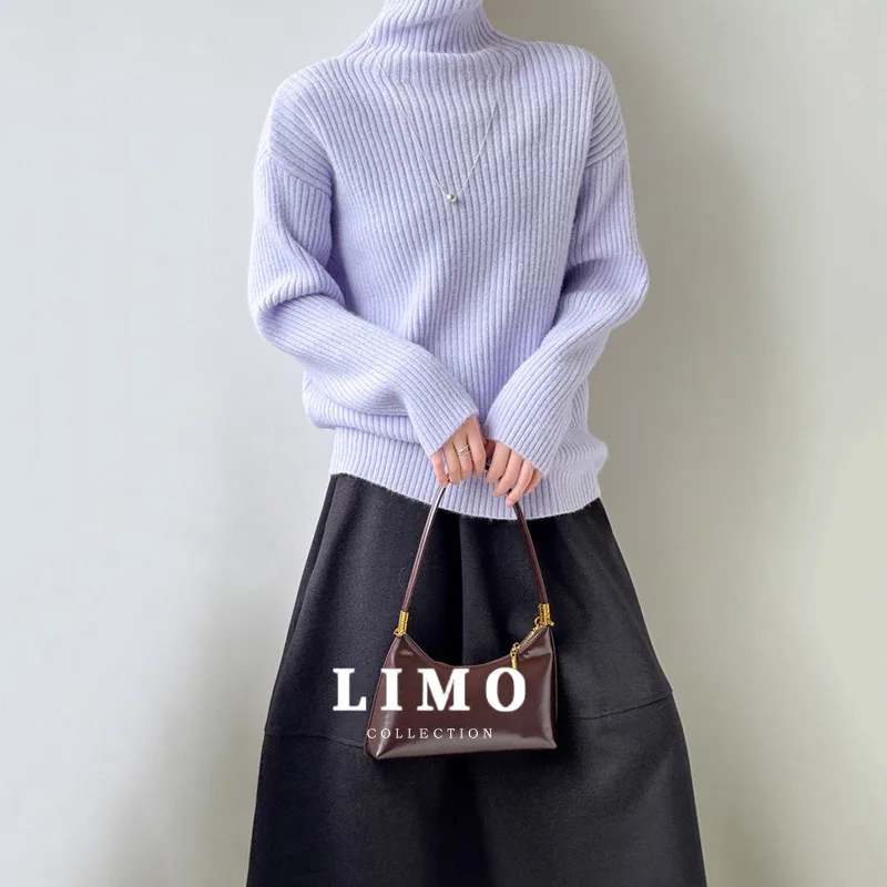 

LIMO 2025 Autumn Winter Y2K Knit Sweater Women Nylon Ribbed Texture Chic Office Casual Wear Party Outfit Fashion