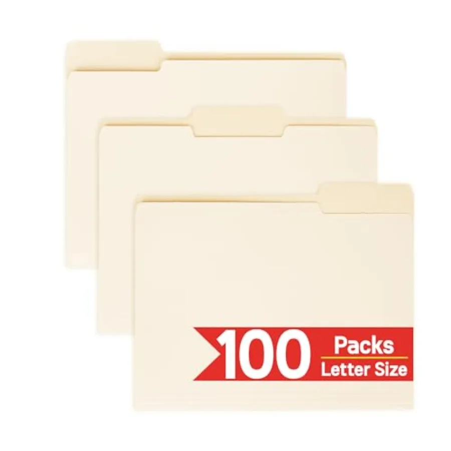

Packs Manila File Folder, Manilla Folder 8.5x11, 1/3 Cut Tabs Folder for Office, School and Home, Organizer File Folder Letter