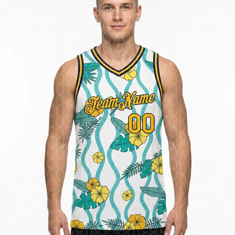 Custom Pineapple Pattern Basketball Jersey Tank Tops for Men Jersey Personalized Team Unisex Top
