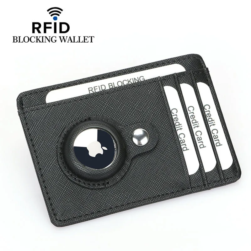 

Stylish Simple Carbon Fiber Credit Card Bag Multi-Card Slots for Apple Tracker Positioning Anti-Loss RFID Shield Change Wallet