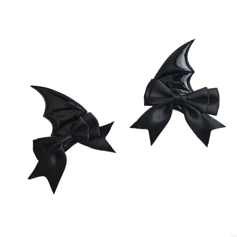 

Y88A Halloween Bat Wing Hair Clip Side Clip with Bowknot Cosplay Party Costume Props