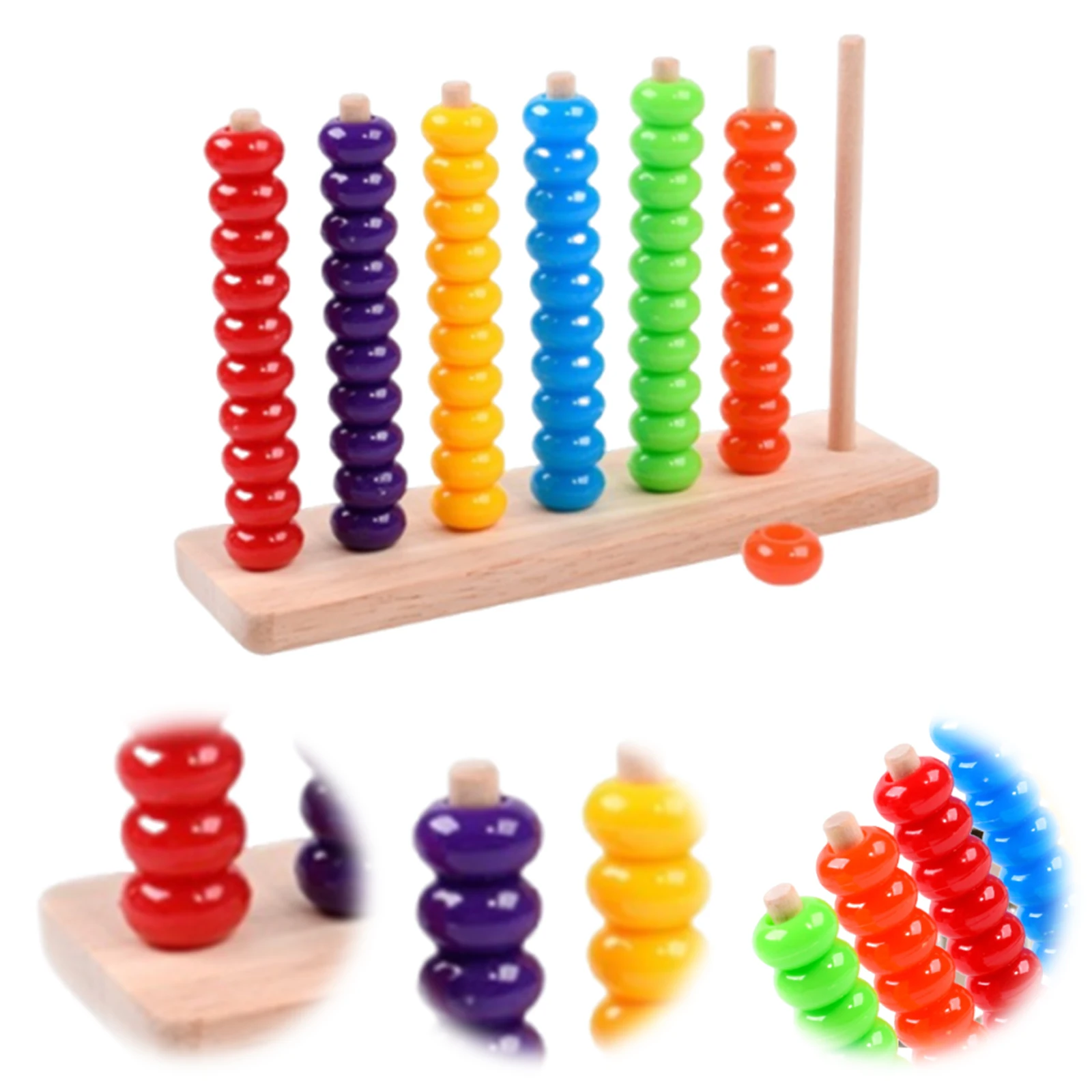 Color Matching Stacking Puzzle Game Multifunctional Wooden Color Match Challenge Toy Tabletop Brain Teaser for Friend Family
