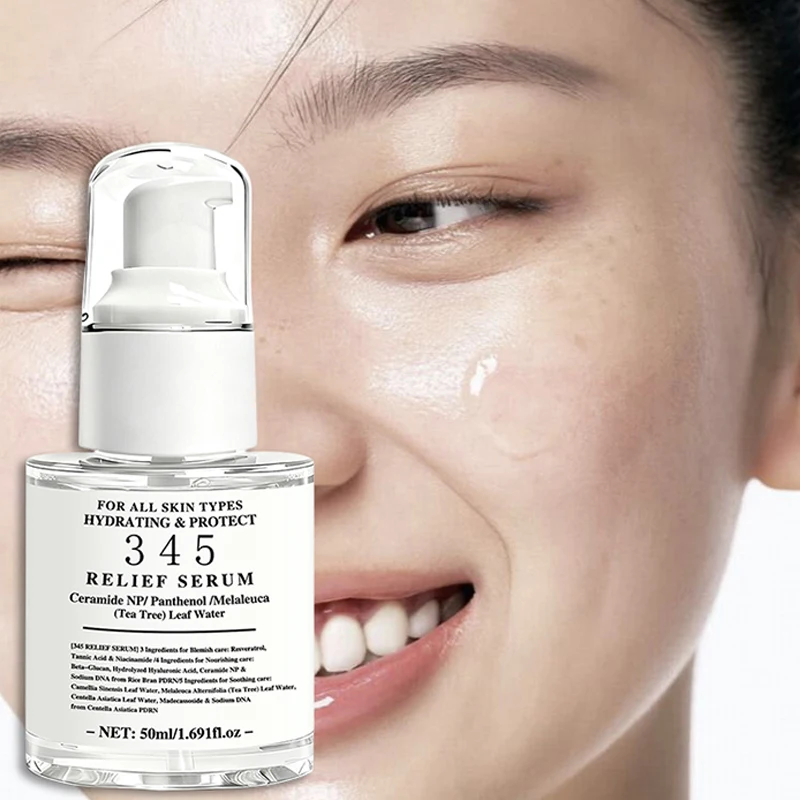 345 Relief Moisturizing Serum Ceramide Np Panthenol Tea Tree Water Hydrating Face Essence Repair Skin Barrier For All Skin Types