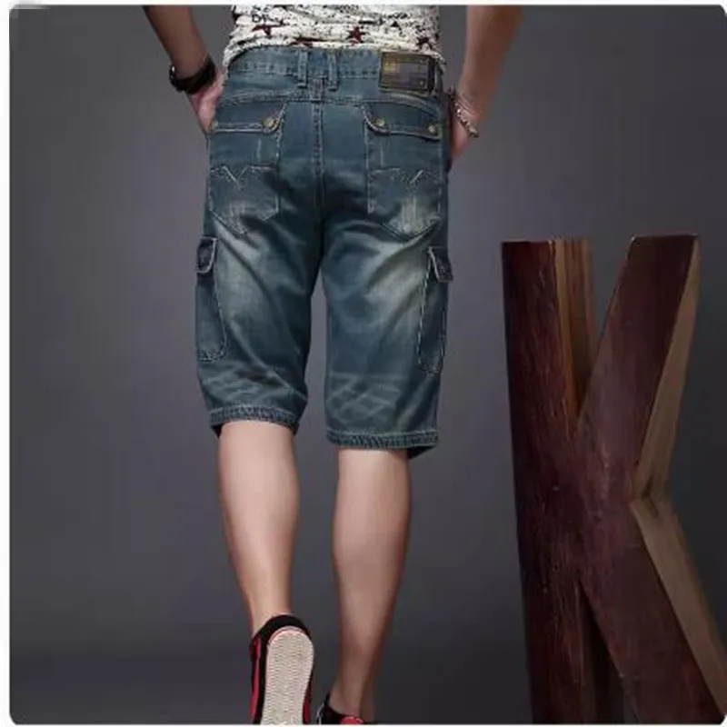 New Summer Jeans Shorts New Men's Denim Shorts Straight Multi-pocket Baggy Cargo Trousers Men Cowboy Bottoms