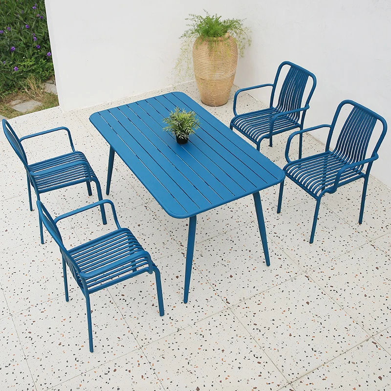 Elegant Pastoral Outdoor Metal Chair Turdy Restaurant Rainbow tables and chairs  Easy to Clean Dining Tables Chairs for Bathroom