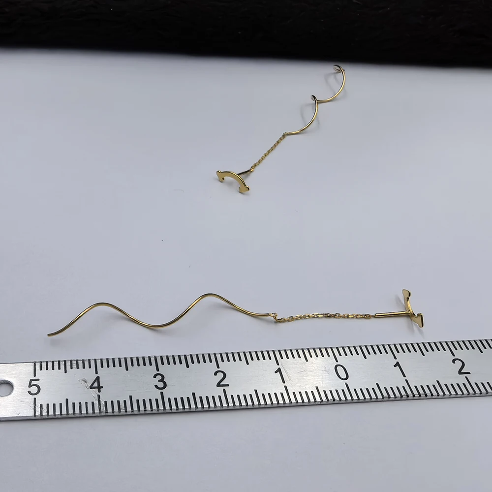 Sinya Pure 18 قيراط Au750 الذهب شرابة انخفاض القرط الوجه المبتسم تصميم جديد وصول أفضل هدية للنساء السيدات الفتيات #6