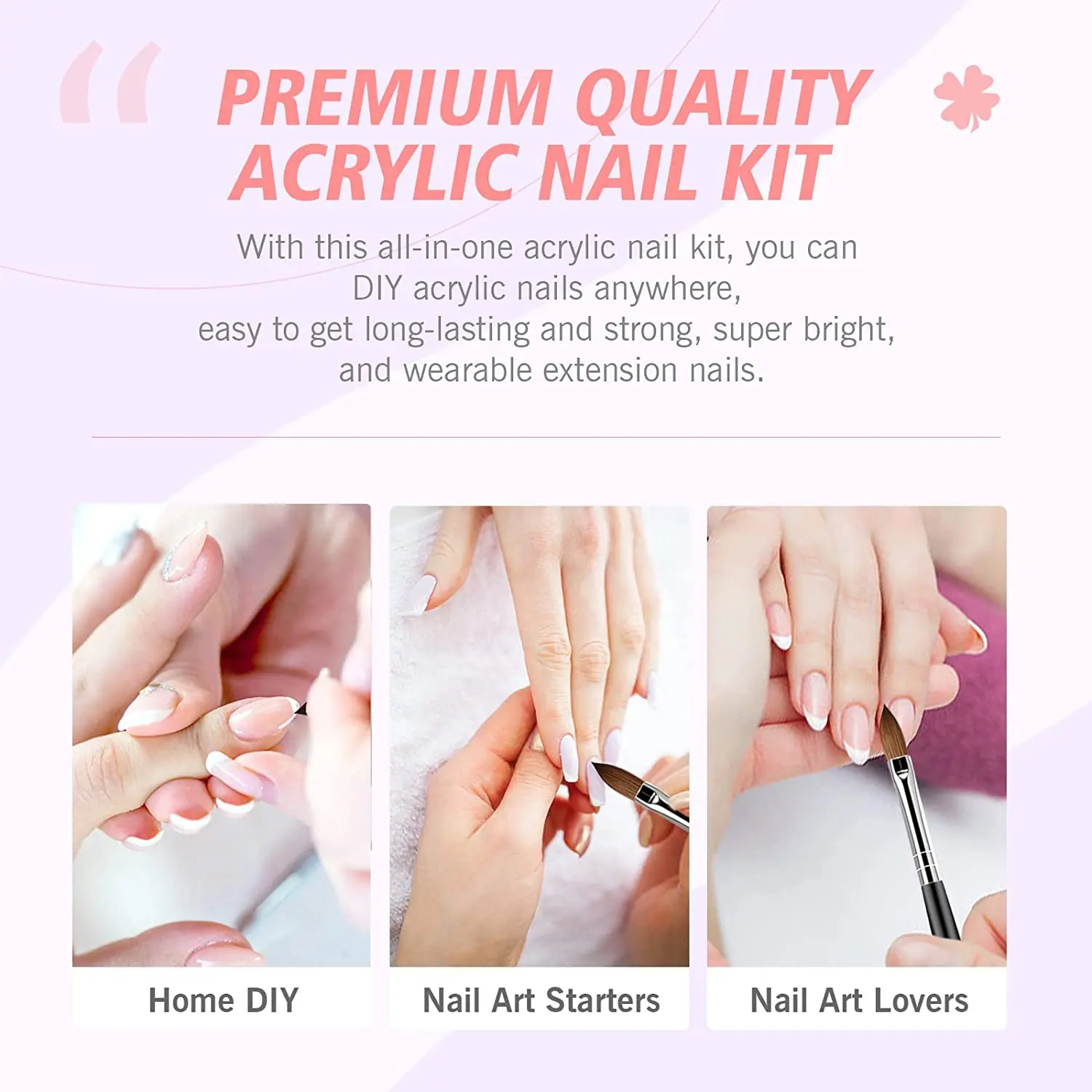 Acrylic Nail Kit Acrylic Powder and Liquid Set, Monomer Liquid Set with Nail Brush, Nail Powder Kit