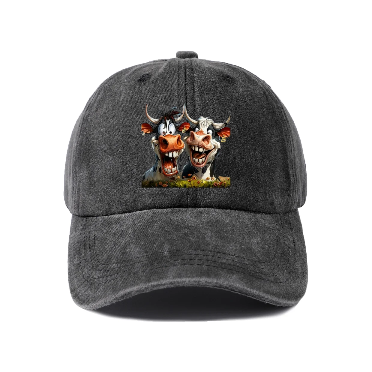 Funny Cow Pair Graphic Vintage Washed Baseball Cap, Adjustable Unisex Dad Hat, Casual Gift