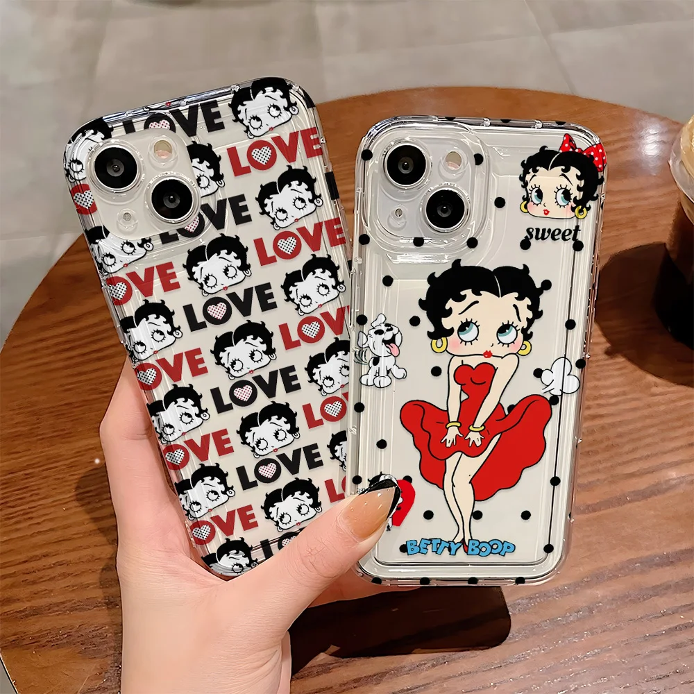 Cartoon Sexy Betties Phone Case for iPhone 16 15 14 13 12 11 Pro Max 7 8 Plus X XR XSMax Airbag Anti Fall Clear Back Cover Funda