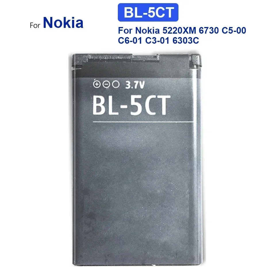 Replacement Phone Battery BL-5CT, BL5CT, For Nokia 3720 5220 5220XM 6730 6330 6303I C5-02 BL 5CT