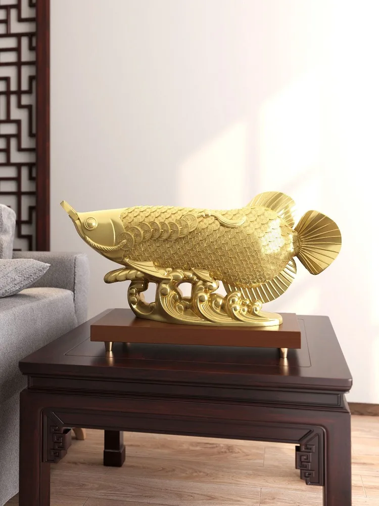 Abstract Art Golden Dragon Fish Statuette Ornament Living Room Front Desk Office Desktop Decoration Furniture Ornament Gift