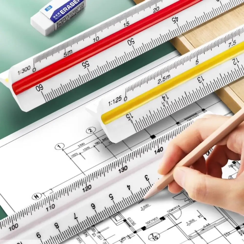 Three-edge Scale Triangle Large-scale Drawing Indoor Architectural Drawing Magnifying Ruler Parallel T-shaped Garment Design Hig