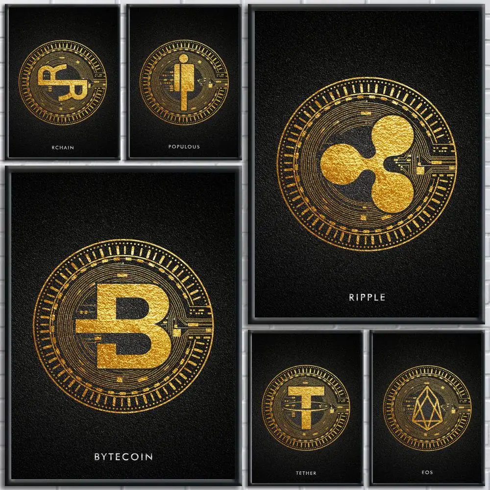 Bitcoin Art Design Painting Calligraphy Wall Art Canvas Poster Premium Home Decor Print For Living Room Bedroom