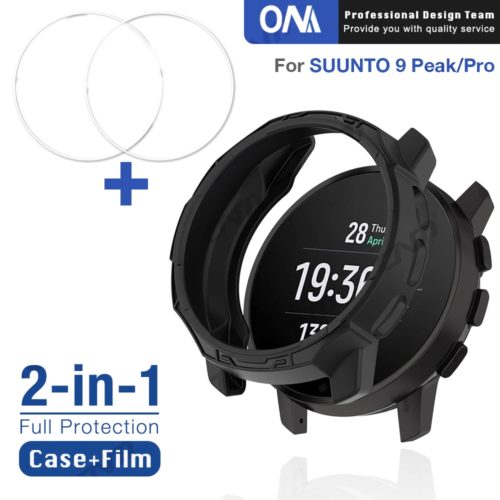 2-IN-1 Case + Screen Protector for Suunto 9 Peak / 9 Peak Pro Smart Watch Tempered Glass Protective Armor Case Cover Accessories