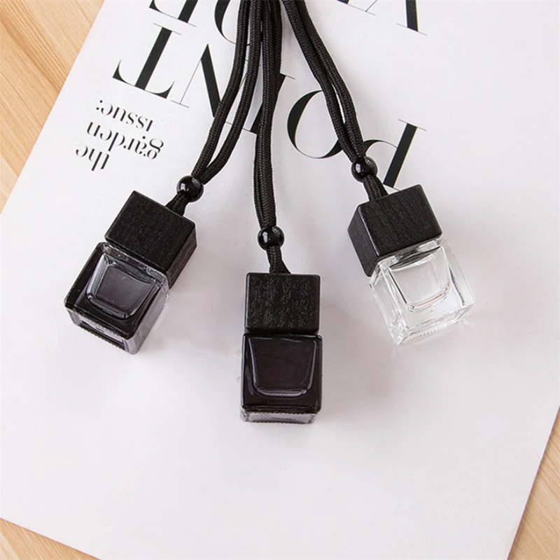 Dyed Square Cap Black Cap Empty Bottle Car Essential Oil Diffuser Fragrance Air Freshener Scent Perfume Bottle Ornament