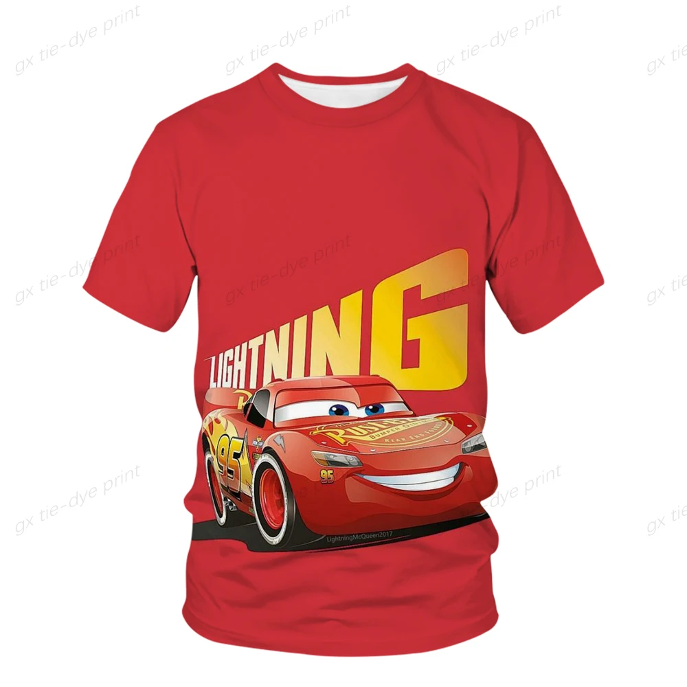 

Disney funny children's T-shirt car Pixar Lightning McQueen print cute girls' clothes baby boy cartoon T-shirt children's top