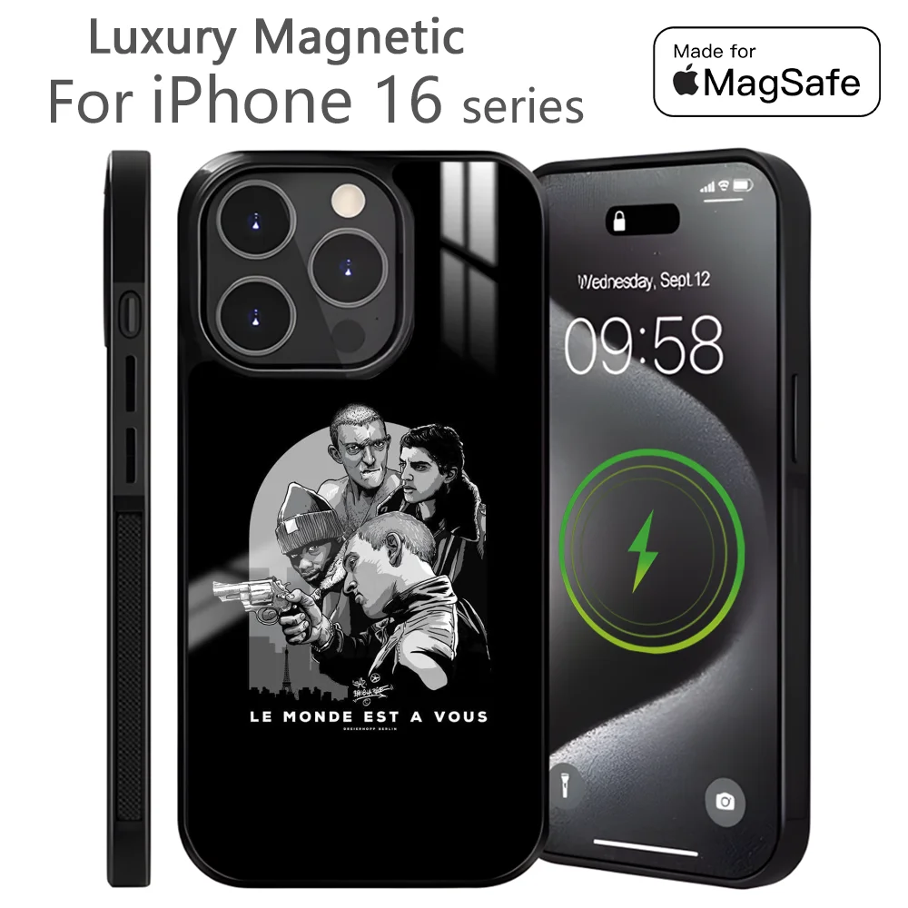 French Film L-LA Haine Phone Case For iPhone 16 15 14 13 12 11 Pro Max Plus Mini Magnetic Magsafe Wireless Charging Cover