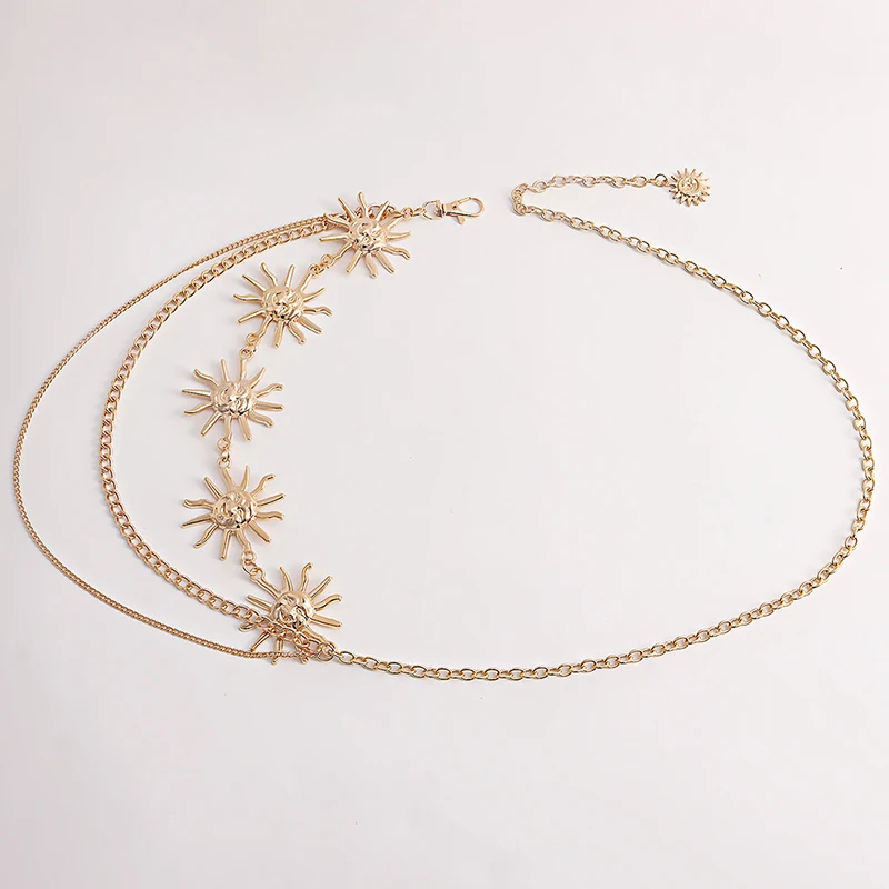 

Multilayer Punk Gothic Moon Sun Waist Chain Metal Belts For Women Dress Jewelry Waist Chain Waist Belts