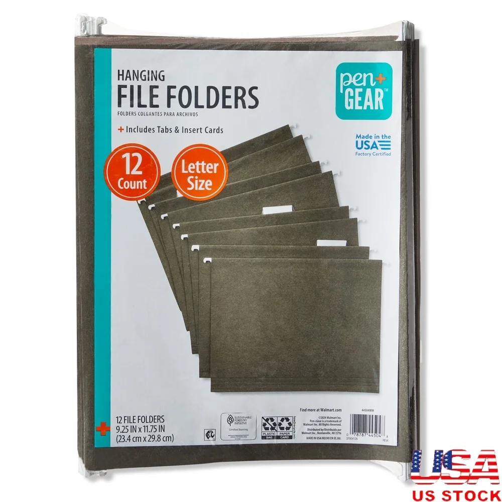 

Подвесные папки для файлов формата Letter, 12 шт. с вкладками, карточки-вставки, легкие и прочные документы, школьное и офисное использование