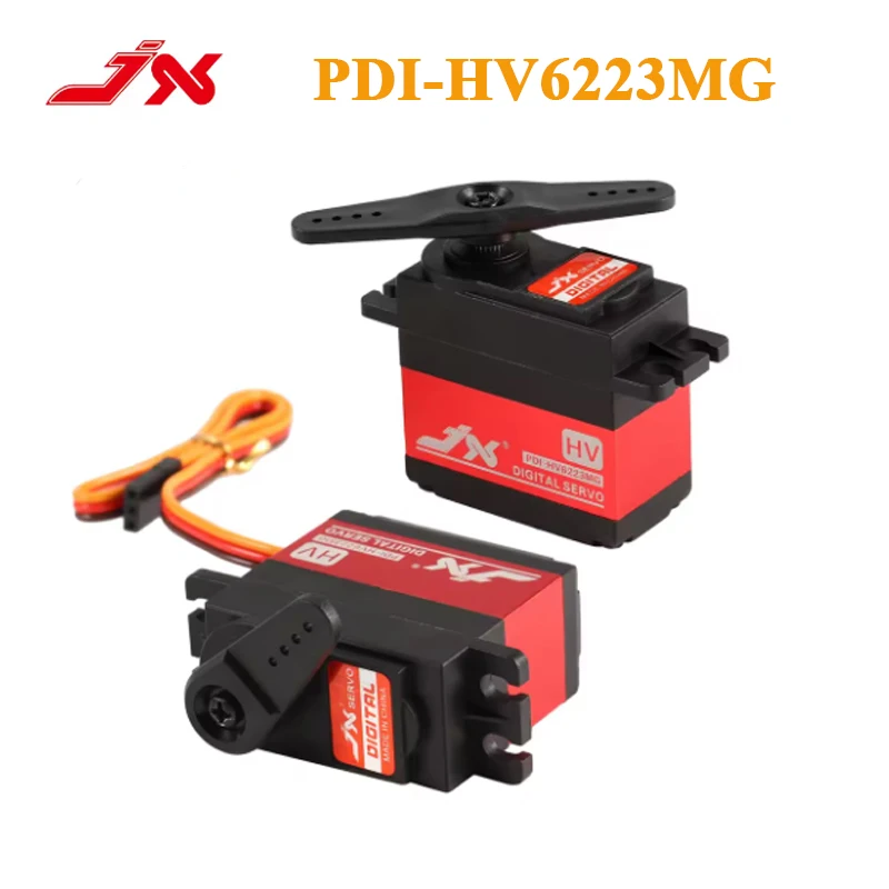 เซอร์โวมอเตอร์ดิจิตอลมาตรฐาน JX PDI-HV6223MG 8.4V 23KG 0.16 วินาที เกียร์โลหะ ตัวเรือนอะลูมิเนียม สำหรับรถบังคับวิทยุ 1/8 1/10 หุ่นยนต์ เครื่องบิน โดรน