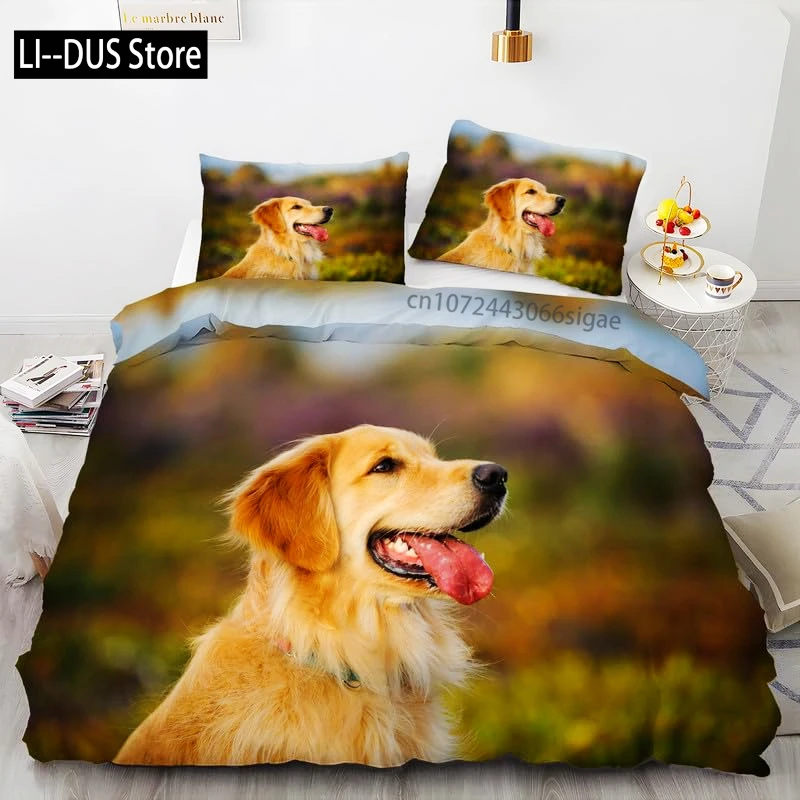 

Brown Golden Retriever Duvet Cover Twin Animal Pattern Bedding Set 3 Piece, Comfort Comforter Cover And 2 Pillowcases Full Size