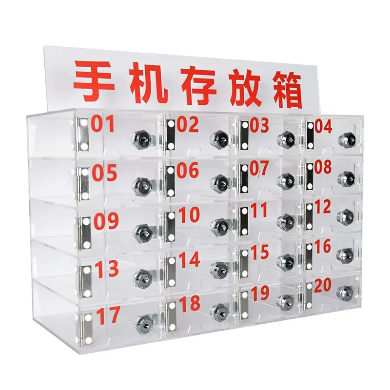 Mobile phone storage cabinet with lock acrylic belt charging safe storage box transparent mobile phone storage restaurant