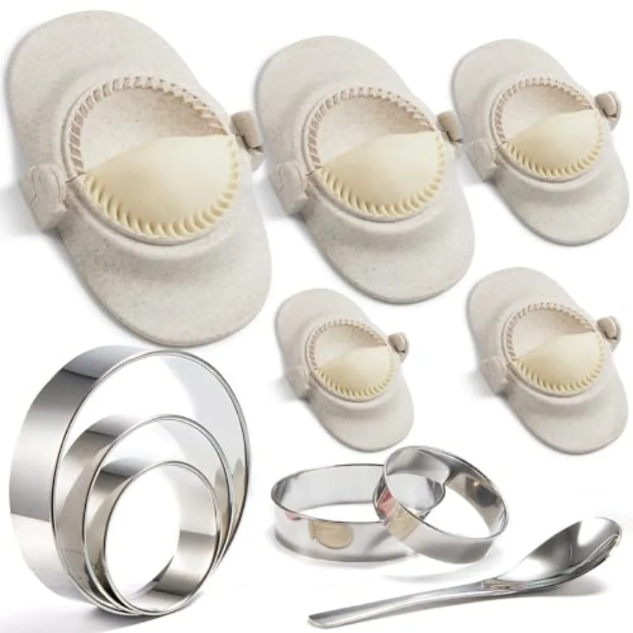 

Empanada Maker Press 6-Inch Extra Large Dumpling Maker Set with Dough Cutter Dumpling Mold Set for Pierogi Pastelitos Calzone T