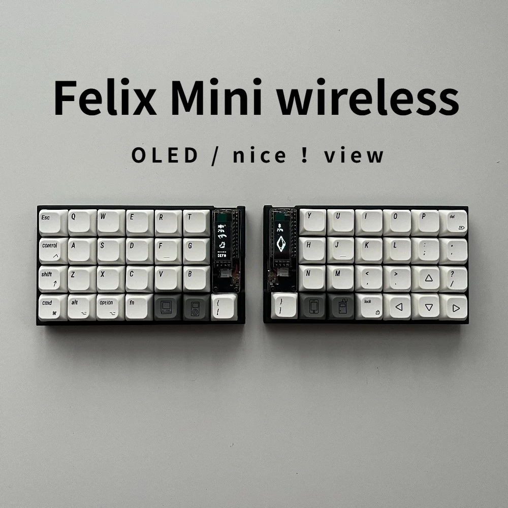 

Felix Mini Wireless Split Keyboard with OLED/VIEW Screen Hot Pluggable Bluetooth Wired 4X6 Layout MX Planck Ortho Keyboard