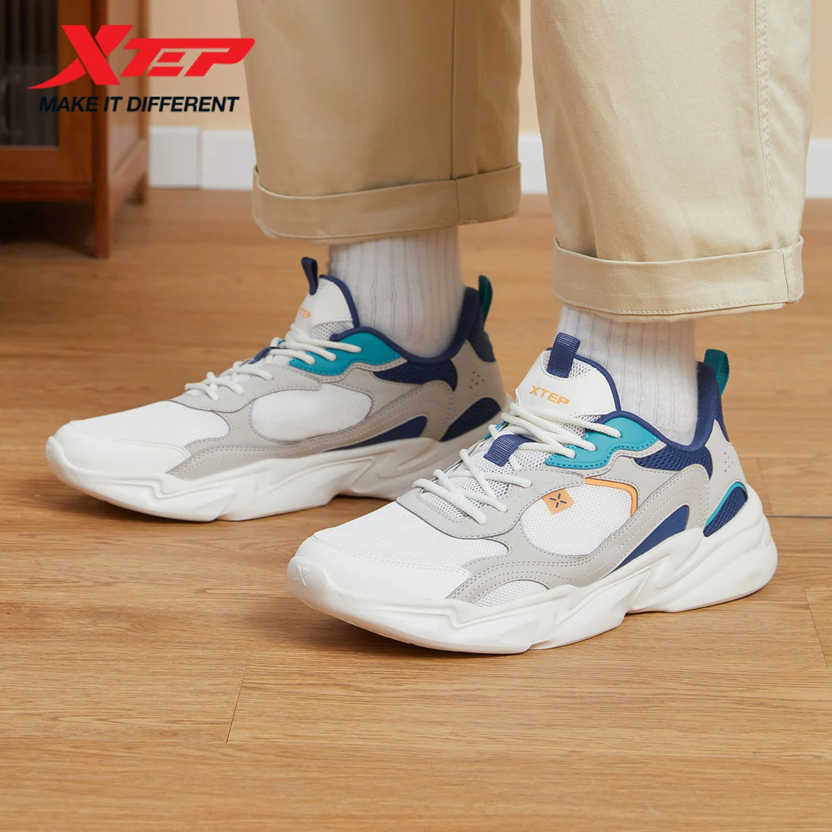 Xtep Walking Shoes for Men Casual Fashion Trekking Support Outdoor Comfortable Breathable Lightweight Mesh Sneakers 878319320066