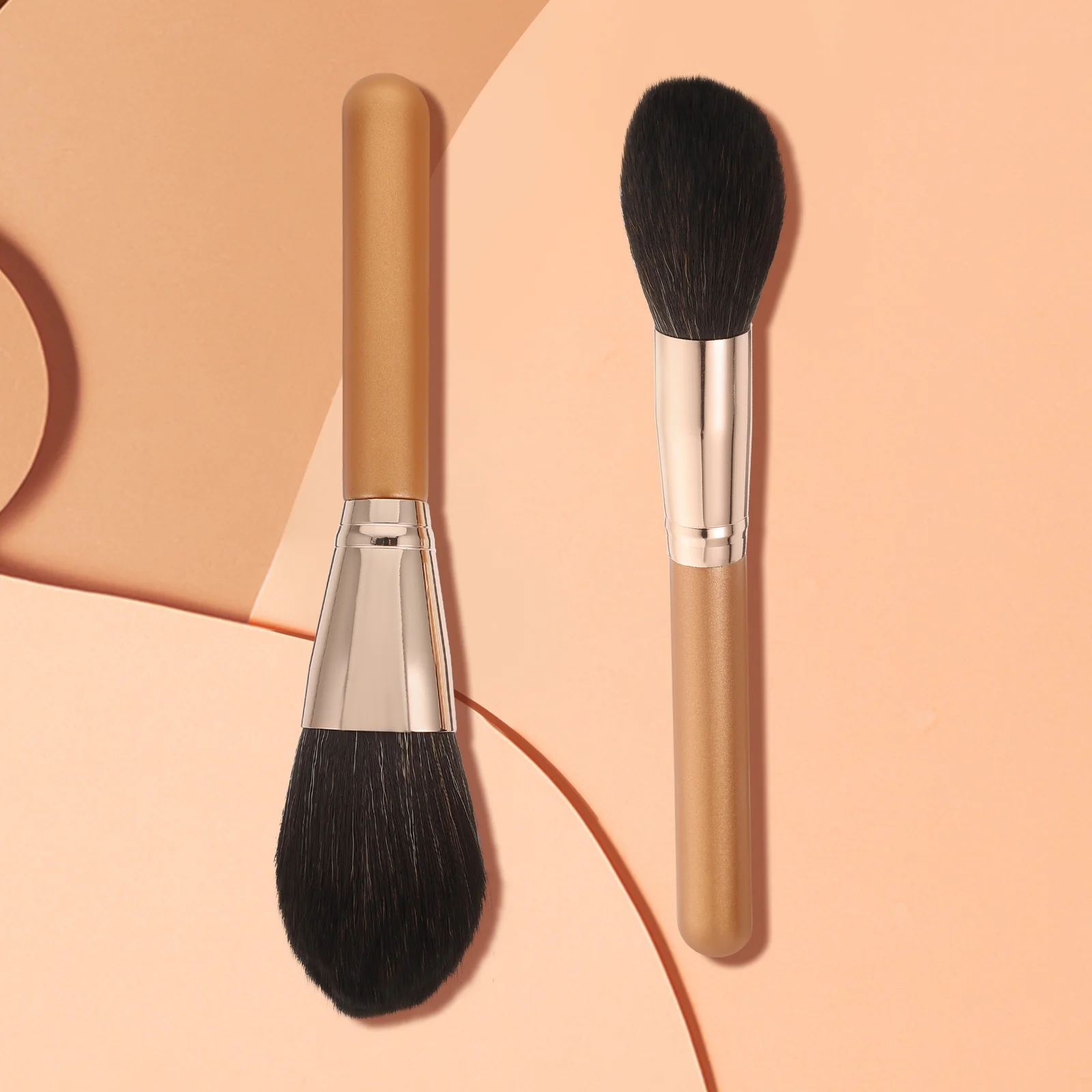 

2Pcs Double-Ended Blusher Powder Brushes High-Density Wooden Handle Professional Makeup Tools Portable Foundation Face Powder