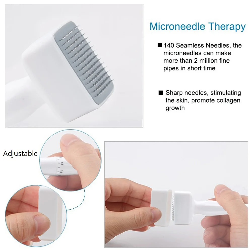 Beauty Derma Stamp Pen 140 Pins Titanium Microneedling Face Stamp Beard Roller For Hair Scalp Skin Care Tools
