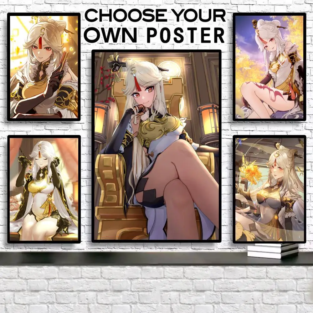 

Painting Calligraphy Canvas Sexy Poster: Crease Ningguang Free Waterproof Durable All Space Game Wall Decor