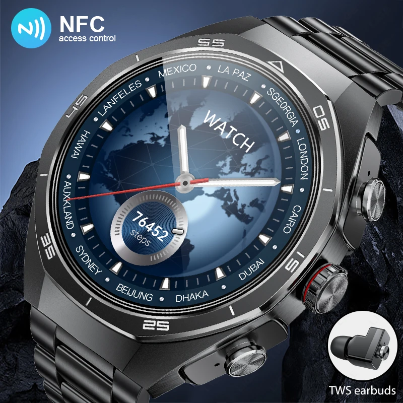 Neue Smartwatch für Herren TWS 2-in-1 Bluetooth-Kopfhörer mit Eingebautem Lautsprecher HIFI 1,53HD Bildschirm Bluetooth-Anruf Wasserdichte Smartwatch