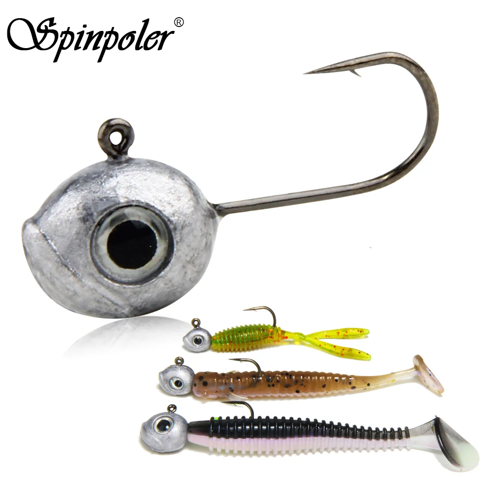 Spinpoler-Mini cabezal de anzuelo ligero, 0,8g, 1,7g, 3,5g, Rockfish para Aji, pavos reales, lubina, anzuelo de pesca ultraligero con ojo 3d