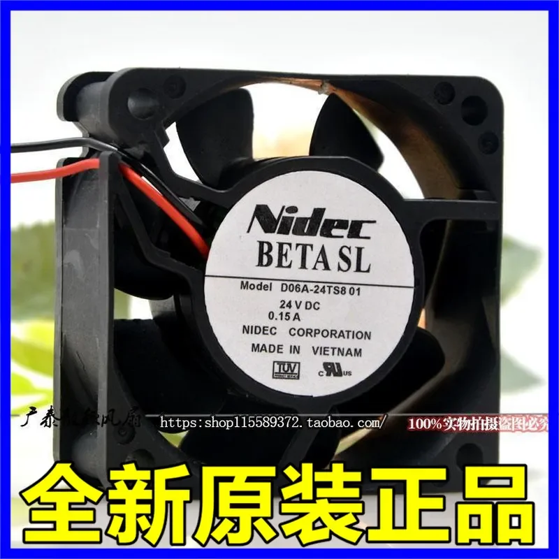 for Nidec D06A-24TS8 01 24V 0.15A 60x25mm Double Ball Bearing 2-Wire Ultra Quiet Cooling Fan