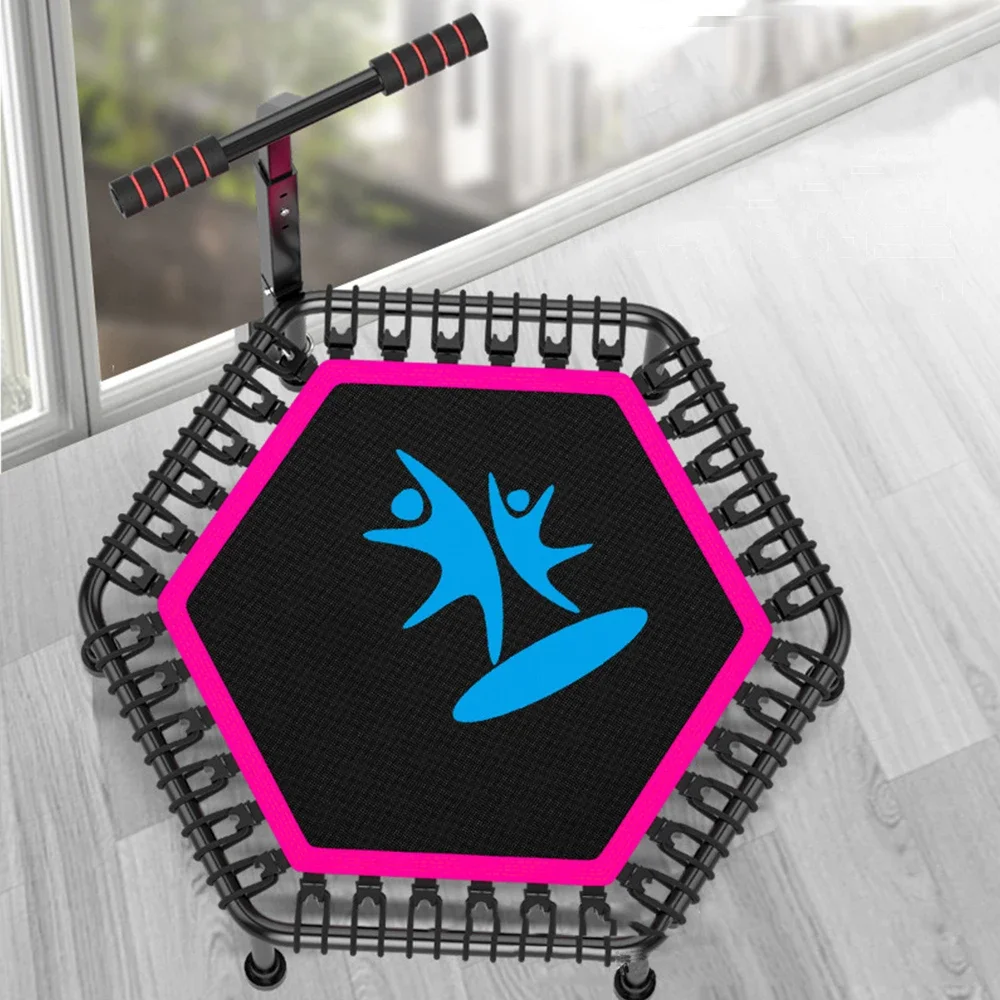 50-Zoll-Fitness-Trampolin mit leisem Sauger, verstellbare Grifflänge, für Erwachsene und Kinder, für den Innenbereich, Fitnessstudio, Bungee-Rebounder, Sprungtrainer, Workout