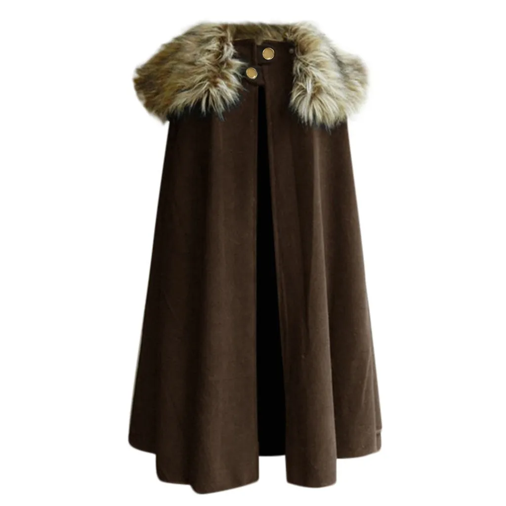 

Gothic Women Retro Mantle Halloween Costume Men's Medieval Winter Cloak Thick Collar Larp Knight Cosplay Cape Coat 이벤트 의상 여성