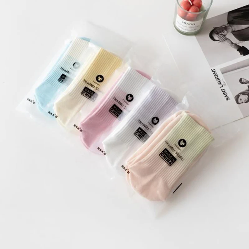 1/5 pairs Cotton Breathable Yoga Sock Solid Color Striped Anti-slip Sports Socks Pilates Socks Dance Fitness Training Sock