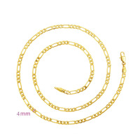XP Jewelry --( 50 60 cm x 4 mm ) Slim Long Figaro Chain 3:1 Men 24 k Pure Gold Color Fashion European Style