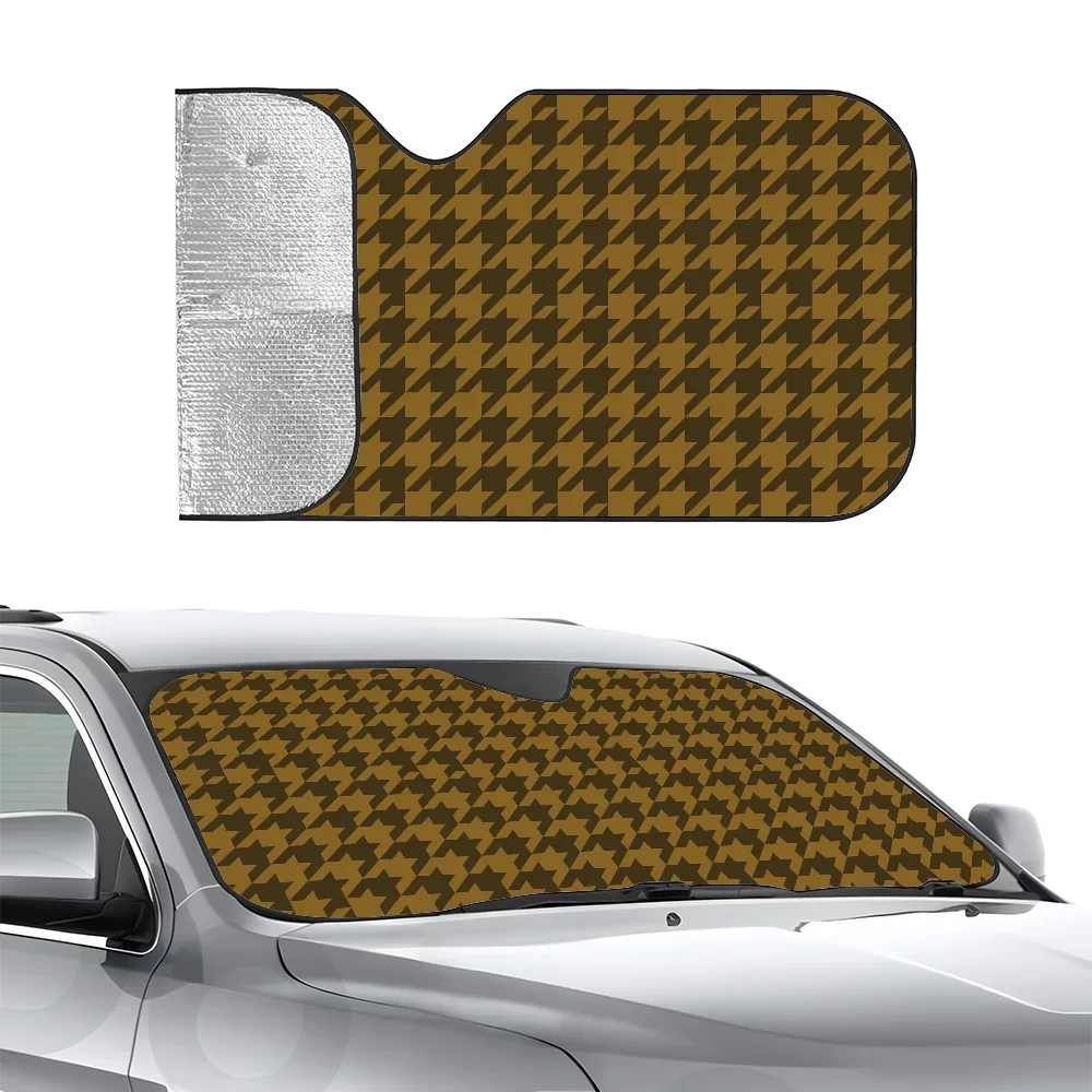 

Houndstooth Check Pattern Car SunSha Three-layer Insulation Car Front Windshield Sun Sha Suction Cup Blocks UV Rays Sun